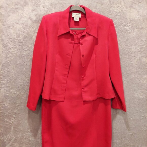Karin Stevens Jacket Dress set Maxi Size 8 Red career formal wedding feminine - Picture 13 of 16